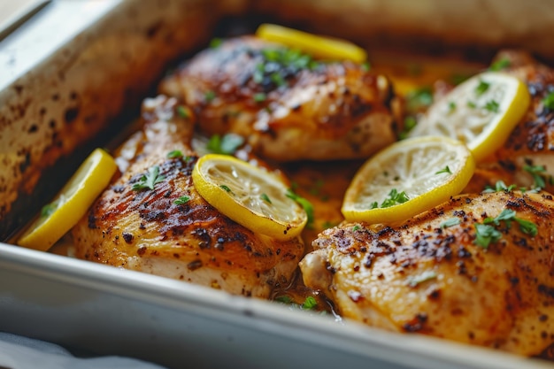 Grilled chicken with butter lemon and garlic Generative AI