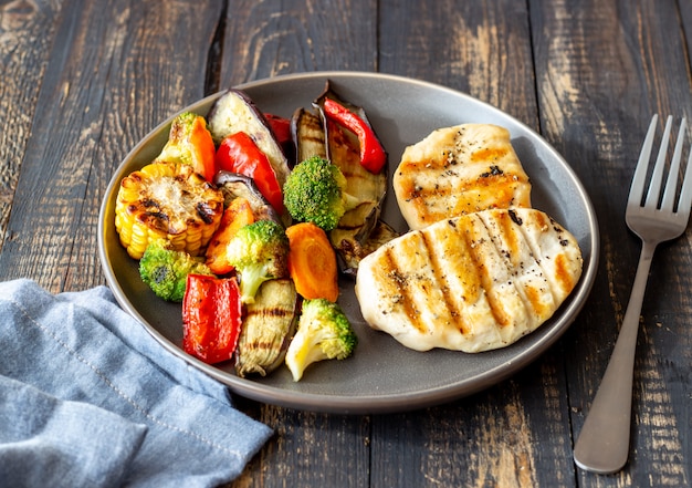 Grilled chicken with grilled vegetables