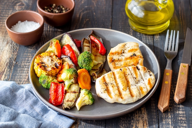 Grilled chicken with grilled vegetables