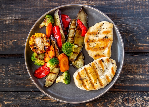 Grilled chicken with grilled vegetables