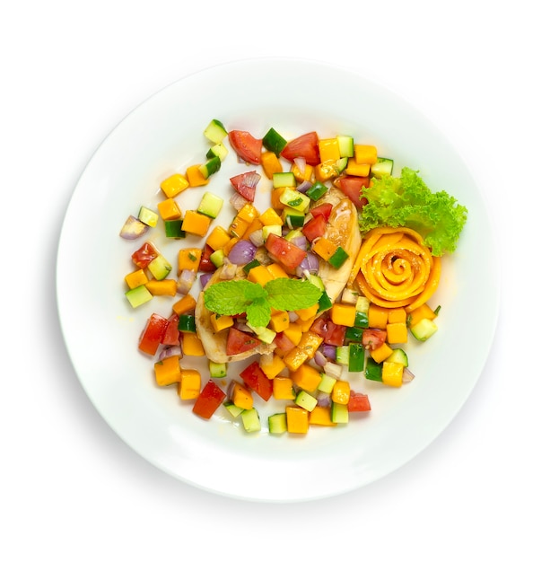 Grilled Chicken with Mango Salsa Sauce Salad