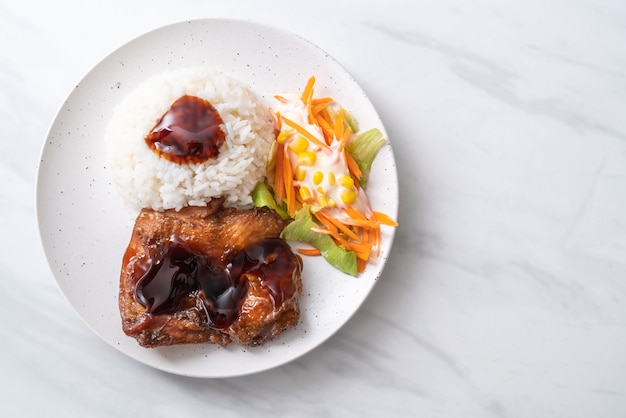 grilled chicken with teriyaki sauce and rice