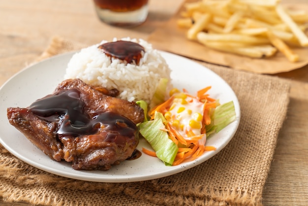 grilled chicken with teriyaki sauce and rice