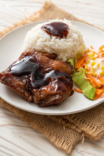 grilled chicken with teriyaki sauce and rice