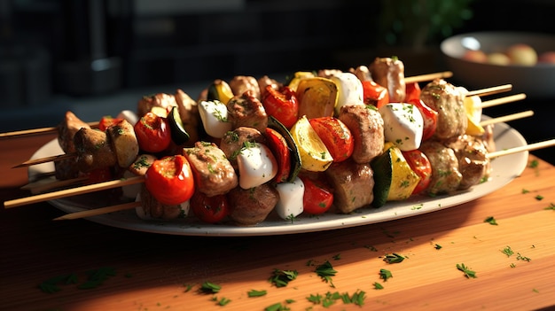 Photo grilled chicken with vegetables on a plate