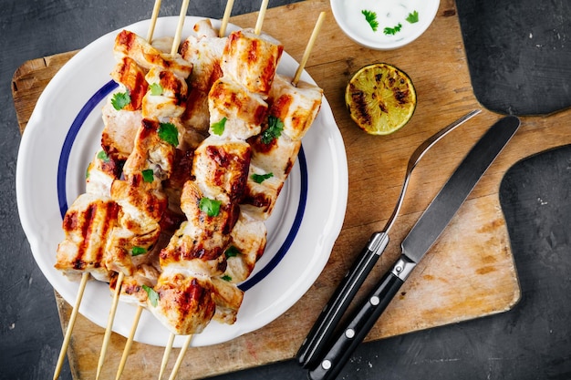 コリアンダーチキン串焼き上面図