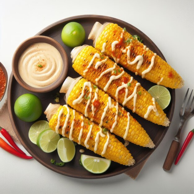 Photo grilled corn on a plate