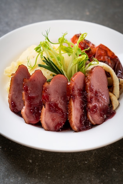 grilled duck breast with sauce