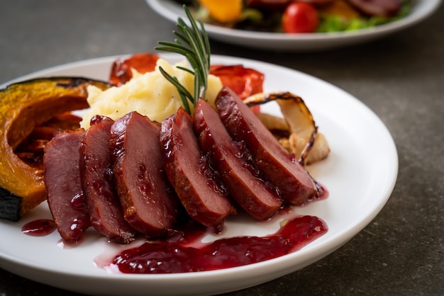 grilled duck breast with sauce