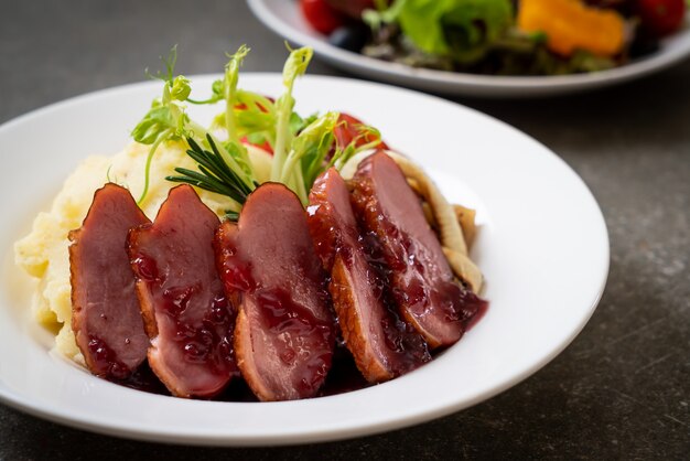 grilled duck breast with sauce