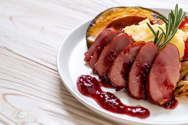 grilled duck breast with sauce