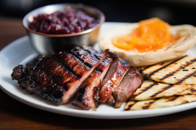 Grilled duck with a side of bread