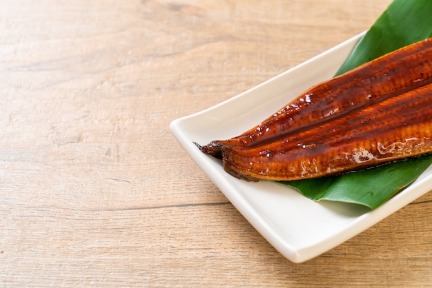 grilled eel or grilled unagi with sauce (Kabayaki). Japanese food.