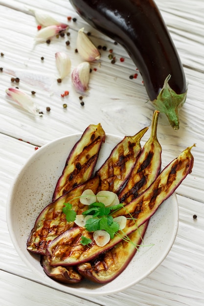 Grilled eggplant on a plate