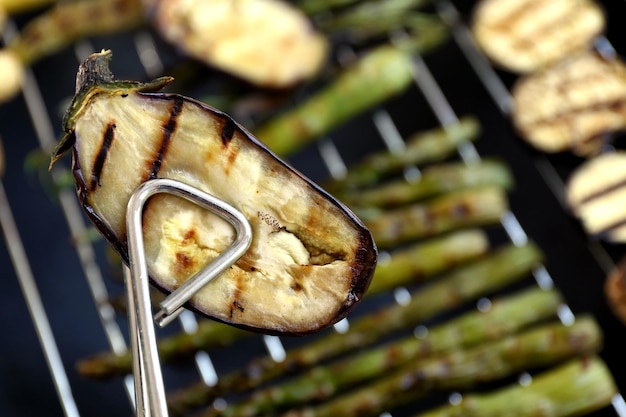 Grilled eggplant slice closeup