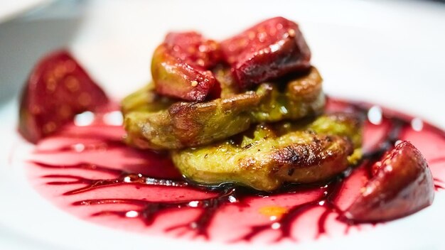 Grilled foie gras, a delicious dish for dinner.