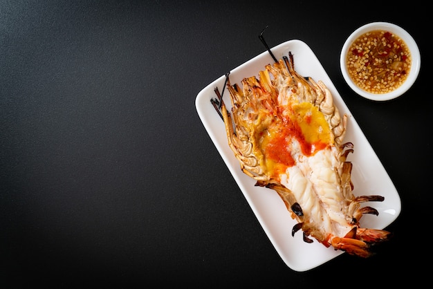 Grilled Fresh Giant River Prawn with Spicy Seafood Dipping Sauce