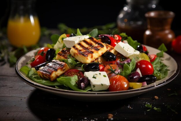 Grilled Halloumi Cheese Salad