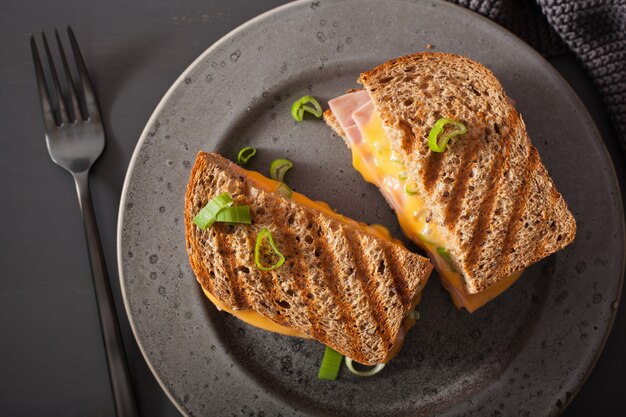 Grilled ham and cheese sandwich