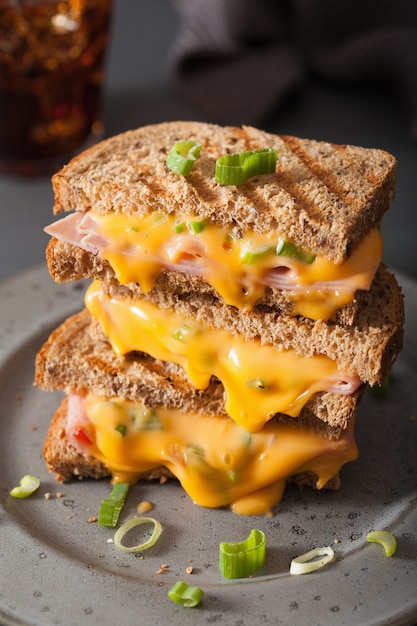 Grilled ham and cheese sandwich