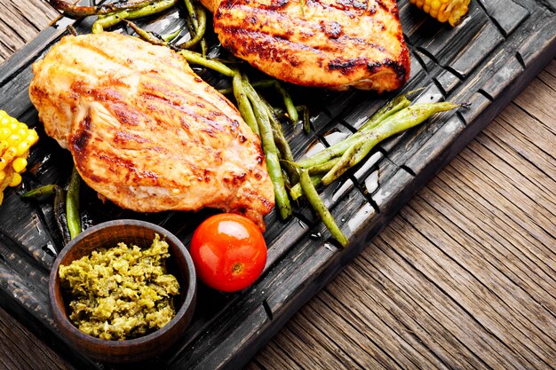 Grilled healthy chicken breasts