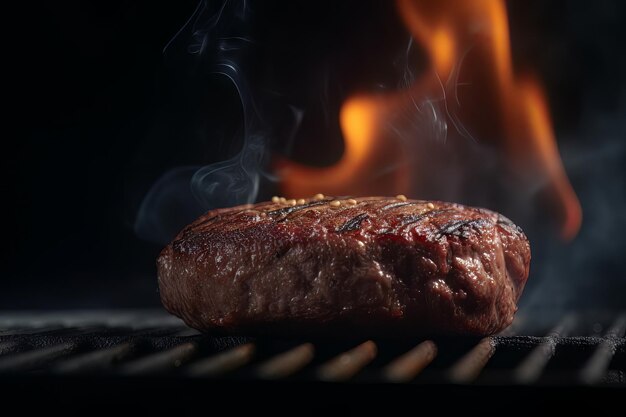 Grilled homemade patty whether made from ground beef pork or a mix is ready for the burger