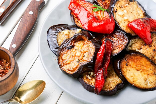 Grilled juicy vegetables on a plate