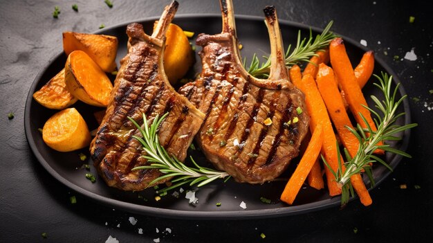 Grilled lamb chops with rosemary and thyme