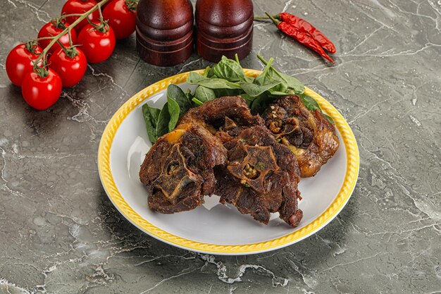 Photo grilled lamb neck with spices