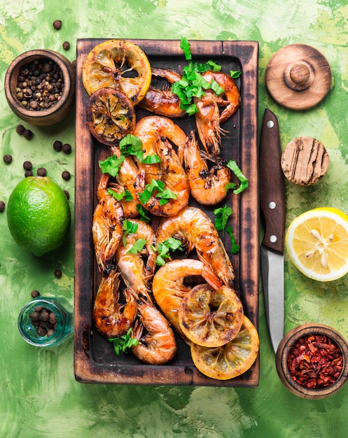 Grilled large prawns