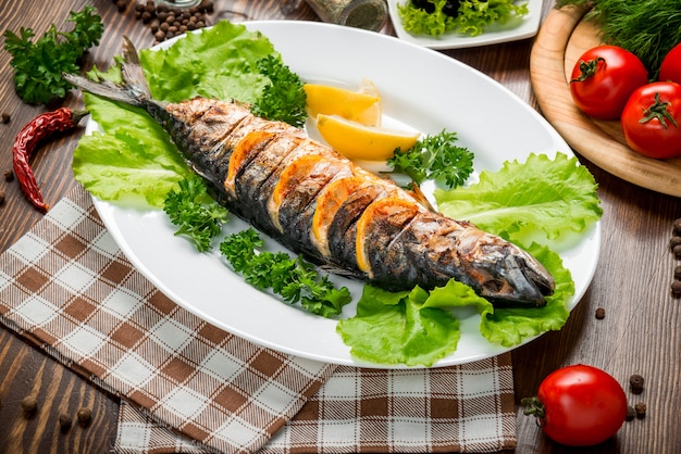 Grilled mackerel. Tasty and healthy food