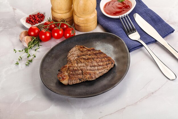 Grilled marble beef steak with sauce