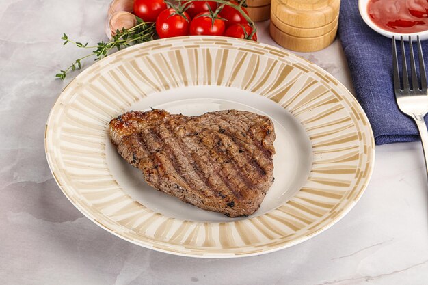 Grilled marble beef steak with tamoto sauce