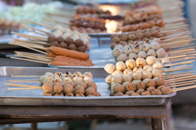 Grilled meat ball, Thailand street food