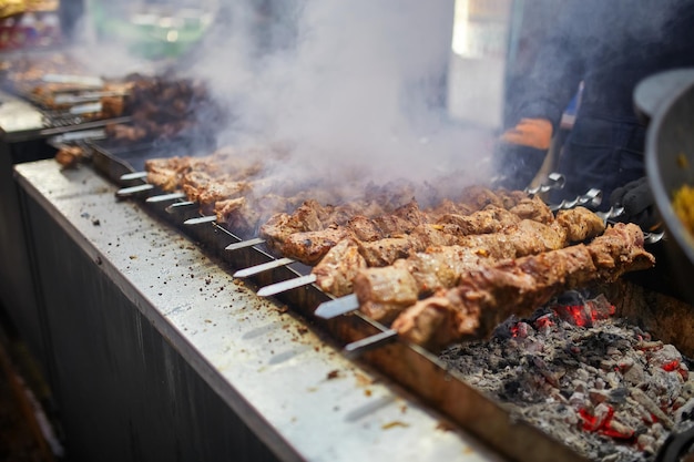 Grilled meat barbecue Christmas Fair Street food