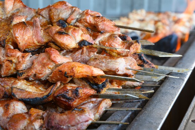 Grilled meat on a barbecue