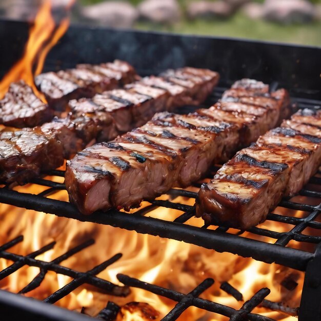 Grilled meat on the barbecue