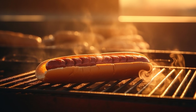 AIが生成した炭火で焼く夏のバーベキュー