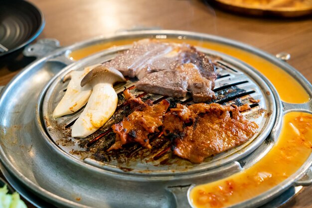 Grilled meat in Korean style or Korean BBQ