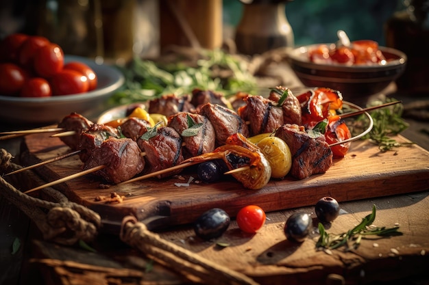 Grilled meat of Mediterranean cuisine AI generated