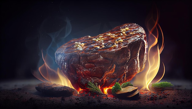 Photo grilled meat steak ai based illustration