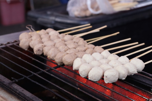 grilled meatballs at street food