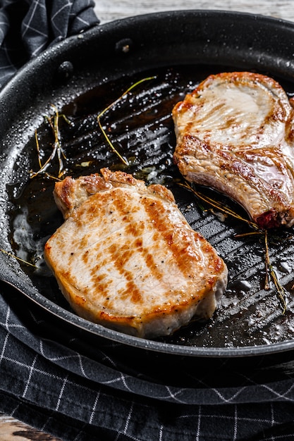 Grilled pork chop steak.