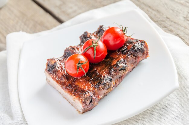 Grilled pork ribs in barbecue sauce