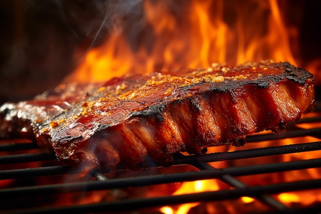 Grilled pork ribs on the grill