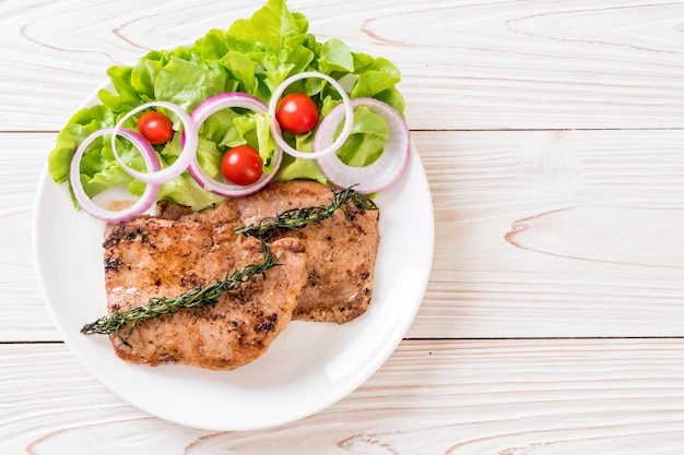 grilled pork steak with vegetable