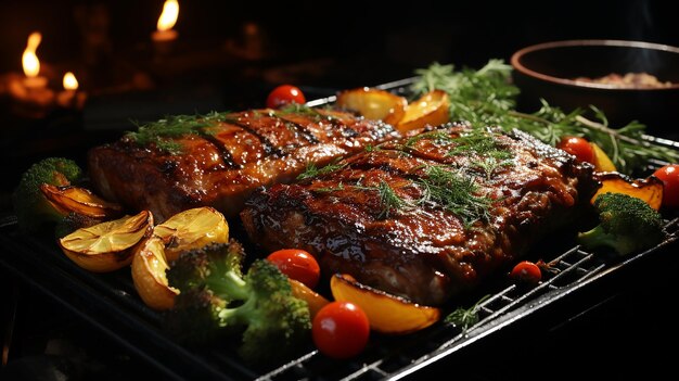 Grilled Pork Steak with Vegetables