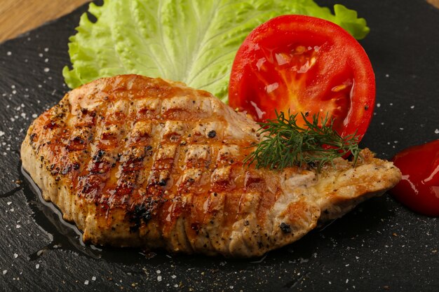 Grilled pork steak