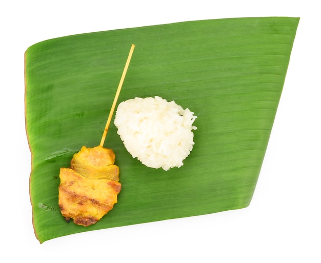 Grilled pork with sticky rice, Thai food