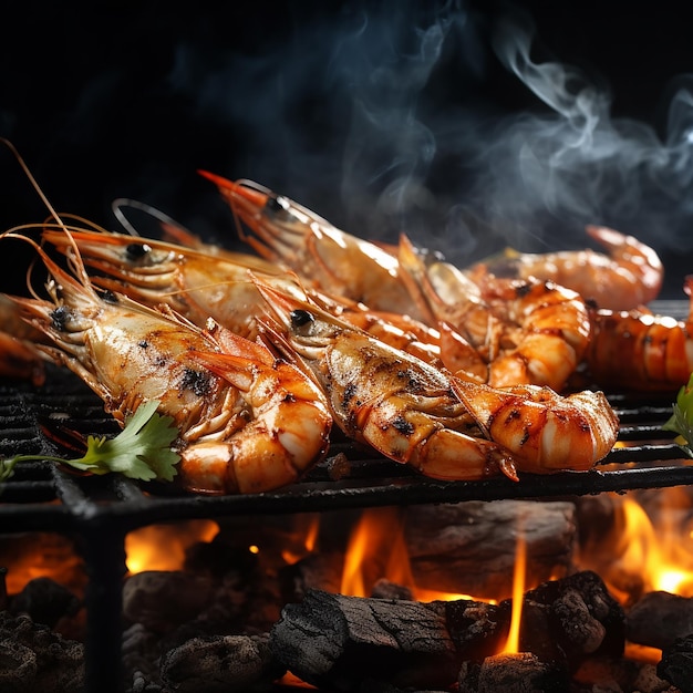 Grilled prawns shrimp skewers